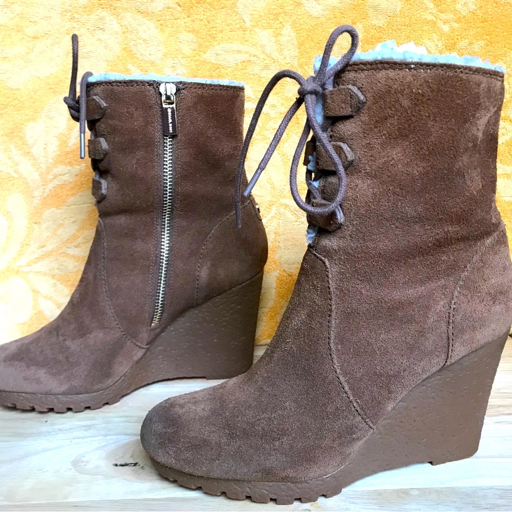 Michael Kors Rory Suede Wedge Boots Women's